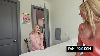 Blonde stepmom and stepdaughter in hot threesome - Haley Spades, Sarah Taylor