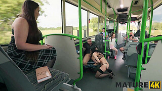 MATURE4K. Jumping on a cock in the bus
