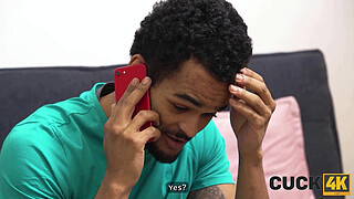 CUCK4K. Pregnant blonde with natural tits is enjoying stranger's cock in front of her husband