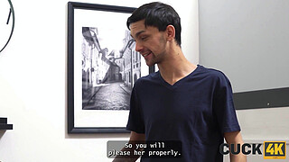 CUCK4K. Pregnant blonde with natural tits is enjoying stranger's cock in front of her husband