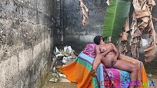 A Playful Day With My Ebony Horny Neighbor Outside The House