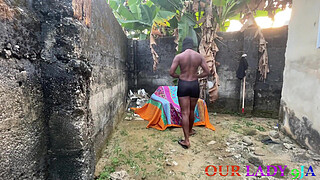 A Playful Day With My Ebony Horny Neighbor Outside The House