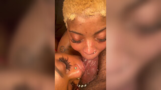 Blonde Baddies Sharing Thick BBC Take Turns Giving Sloppy Head