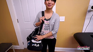 Busty Brunette MILF Jae Scott Sloppy Deepthroat Then Hard Pounding!