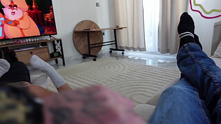 Teased Step Dad On The Couch Watching TV Till He Took My Ass Hard