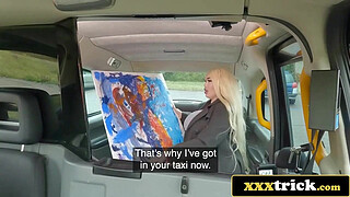 Plastic Blonde Trophy Wife Cheating in the Back of a Taxi