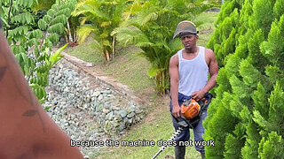 I'm a gardener, and my boss's wife is an unfaithful Ebony MILF with a perfect ass who likes my big Black cock.