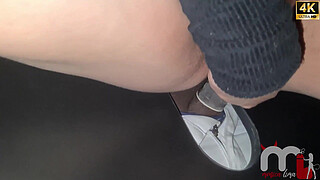 Hot married woman enters the booth, sucks the big dick, moans on the man's cock and makes the cuckold film everything so he can jerk off.