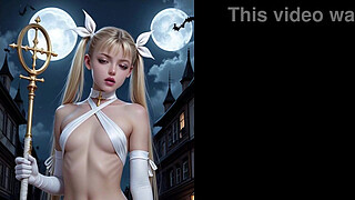 Naked Teen Vampire Slayer with Red Eyes Dry Hump Animation [AI] Small Chest