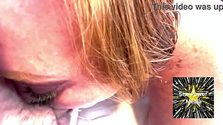 Redhead SSBBW Julie Ginger Slobbers on Fan's Cock in Messy BJ Action!