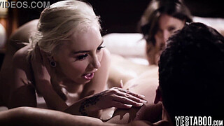 Big tits curvy MILF wife fucks cheating hubby and teen babysitter