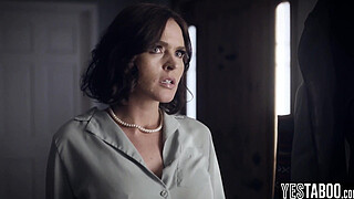 Big tits curvy MILF wife fucks cheating hubby and teen babysitter