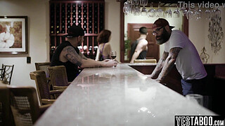 Tiny redhead hottie fucks hung stud in bar before taking him home