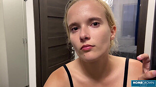 Sexy Blonde Lolipop Seduces A Bank Rep In Hot Yoga Outfit Roleplay