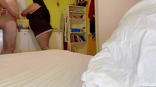 Naughty stepmother with big tits, MILF, is convinced to masturbate her stepson and things get out of control.