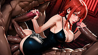 6on1 Triple Penetration Hard Anal Gangbang Makima from Chainsaw Man Anime - AI Generation Anal