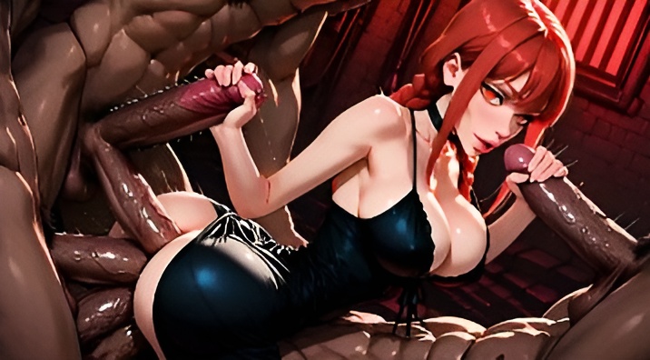 6on1 Triple Penetration Hard Anal Gangbang Makima from Chainsaw Man Anime - AI Generation Anal