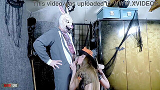 Halloween Frenzy: Terry in Freaky Rabbit Costume Fucks Hard Belgian Witch Alice Maze