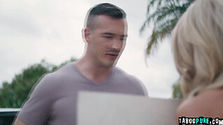 A skinny, blonde, small-titted teen girl Emma Rosie is punished for losing her virginity by being send outside, naked!