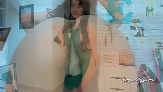 ROLEPLAY Sexy latina barista EMANUELLY RAQUEL MAKING COFFEE AND POV SEX WITH YOU BLOWJOB CUM ON TITS