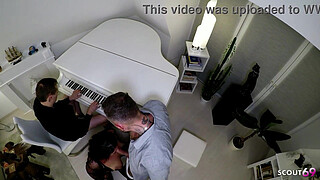 German Curvy Girl with big natural saggy Tits get her First MMF Threesome at Amateur Porn