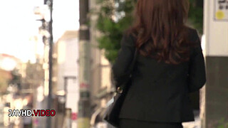 Office Lady Shiona Suzumori gives intense blowjob before Creampie climax JAV MILF