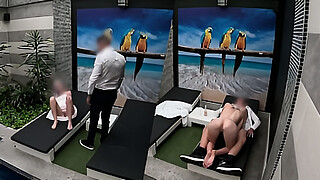 I undress in front of the hotel waiter, he agrees to eat my tight pussy and I give him a blowjob until he cums in my mouth