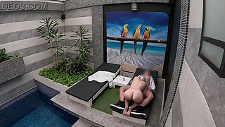 I undress in front of the hotel waiter, he agrees to eat my tight pussy and I give him a blowjob until he cums in my mouth