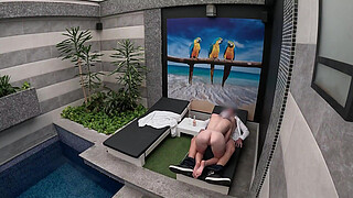 I undress in front of the hotel waiter, he agrees to eat my tight pussy and I give him a blowjob until he cums in my mouth