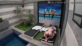 I undress in front of the hotel waiter, he agrees to eat my tight pussy and I give him a blowjob until he cums in my mouth