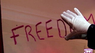 Sexy blonde sucks a big dick and gets fucked in the shadows