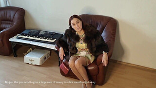 Renting an apartment turned into hot sex with a realtor, and a lot of cum on her feet in stockings