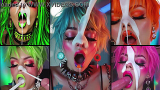 Compilation about blowjob, futanaria, face semen, body semen and high-heels