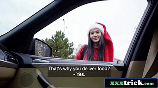 Christmas Treat Turns Filthy as Santa Babe Sucks and Fucks for Cash