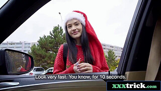 Christmas Treat Turns Filthy as Santa Babe Sucks and Fucks for Cash