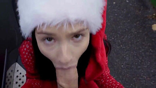 Christmas Treat Turns Filthy as Santa Babe Sucks and Fucks for Cash