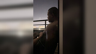 Blowjob on the hotel balcony with my roommate -amateur couple- nysdel