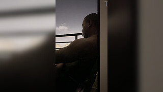 Blowjob on the hotel balcony with my roommate -amateur couple- nysdel