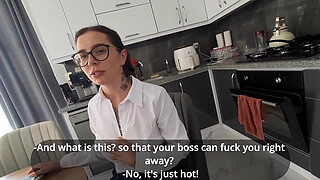 My stepsister was going to an interview, but I tore her jeans and ass!