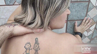 She had sex with her neighbor in the condo pool. The hot, naughty married woman couldn't resist the size of her neighbor's penis and had sex with him in the pool.