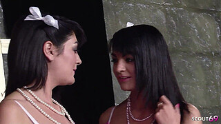 Two Big Bouncing Step Twins Kia Lee and Kat Lee seduce to Anal FFM 3Some Fuck by older Guy