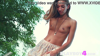 Stunning European girl passion posing and hot striptease for the Playboy