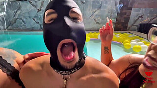 Smoking, smoking with my busty friend and blowing smoke in the face of that impotent, cuckolded idiot...