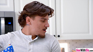 Stepsister Cheerleader Kait & BFF Juniper Ren share stepbrother big dick