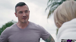 Naked teen Emma Rosie gets into a steamy fuck sesh with a complete stranger Derek Kage after taking her to his place