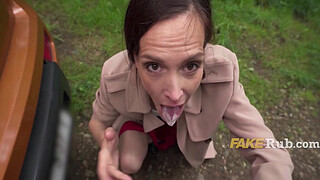 This Brunette Barista Slut Earned Her Tip On Her Knees