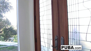 Sexy Vyxen Steel lets him cum on her huge tits