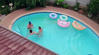 Flying around with my drone and the neighbours had an orgy in the swimming pool