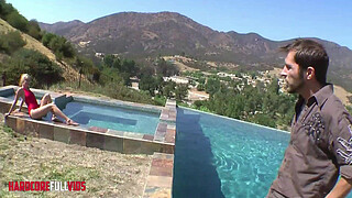Blonde Beauty with Small Tits Gets Fucked Poolside