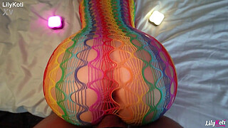 Homemade Sex Tape: Horny GF with Huge Tits in Fishnet Sucks & Fucks in Doggy with Loud Moans | LilyKoti